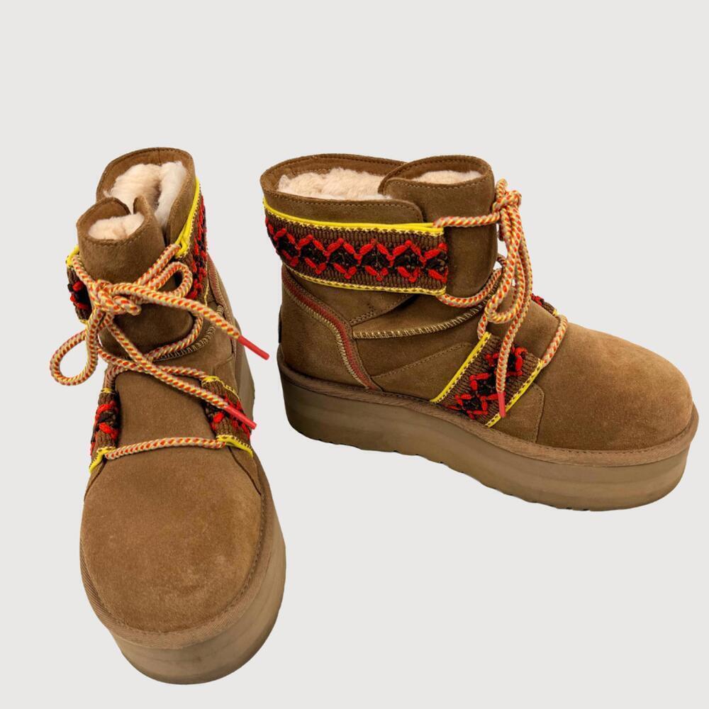UGG Classic Mini II Braid Platform Camel Boots 9